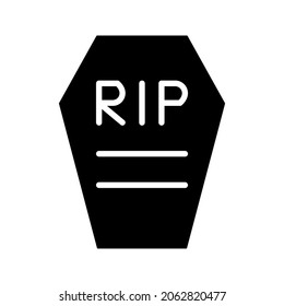 Illustration vector graphic icon of Coffin. Solid Style Icon. Halloween Themed Icon. Vector illustration isolated on white background. Perfect for website or application design.
