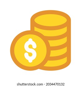 Illustration vector graphic icon of Coin Pile. Filled Line Style Icon. Vector illustration isolated on white background. Perfect for website or application design.
