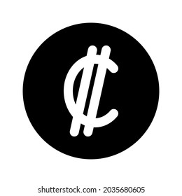 Icono gráfico vectorial de ilustración de la moneda de Colón de Costa Rica. Icono de estilo sólido. Ilustración vectorial aislada en fondo blanco. Perfecto para el diseño de sitios web o aplicaciones.