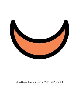 Illustration vector graphic icon of Crescent. Filled Line Style Icon. Shape Themed Icon. Vector illustration isolated on white background. Perfect for website or application design.