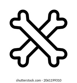 Illustration vector graphic icon of Crossed Bones. Outline Style Icon. Halloween Themed Icon. Vector illustration isolated on white background. Perfect for website or application design.