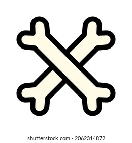 Illustration vector graphic icon of Crossed Bones. Filled Line Style Icon. Halloween Themed Icon. Vector illustration isolated on white background. Perfect for website or application design.