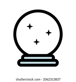 Illustration vector graphic icon of Crystal Ball. Filled Line Style Icon. Halloween Themed Icon. Vector illustration isolated on white background. Perfect for website or application design.