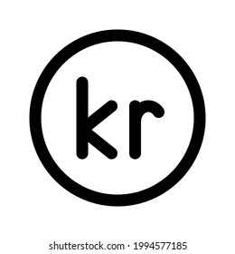 Illustration vector graphic icon of Denmark, Iceland Krone currency. Line style icon. Vector illustration isolated on white background. Perfect for website or application design.