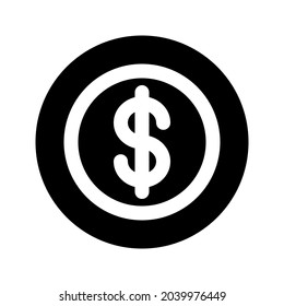 Icono gráfico vectorial de ilustración del icono de moneda en dólares. Icono de estilo sólido. Ilustración vectorial aislada en fondo blanco. Perfecto para el diseño de sitios web o aplicaciones.
