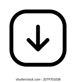Illustration vector graphic icon of Down Arrow 5. Outline Style Icon. Vector illustration isolated on white background. Perfect for website or application design.