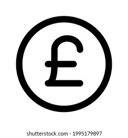 Icono gráfico vectorial de ilustración de Egipto, moneda de la Libra del Reino Unido. Icono de estilo de línea. Ilustración vectorial aislada en fondo blanco. Perfecto para el diseño de sitios web o aplicaciones.