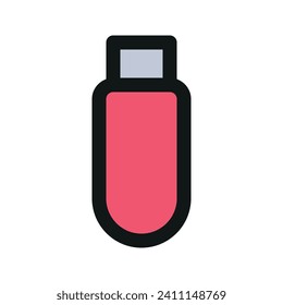 Icono gráfico vectorial de ilustración de Flash Disk. Icono de estilo de línea relleno. Icono Temático De Equipo Y Equipo. Ilustración vectorial aislada en fondo blanco. Perfecto para el diseño de sitios web o aplicaciones.