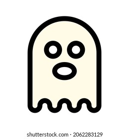 Illustration vector graphic icon of Ghost. Filled Line Style Icon. Halloween Themed Icon. Vector illustration isolated on white background. Perfect for website or application design.