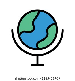 Icono gráfico vectorial de ilustración de Globe. Icono de estilo de línea relleno. Icono Temático De Educación. Ilustración vectorial aislada en fondo blanco. Perfecto para el diseño de sitios web o aplicaciones.