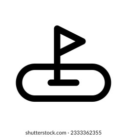 Icono gráfico vectorial de ilustración del Campo de Golf. Icono de estilo de esquema. Icono Temático Deportivo. Ilustración vectorial aislada en fondo blanco. Perfecto para el diseño de sitios web o aplicaciones.
