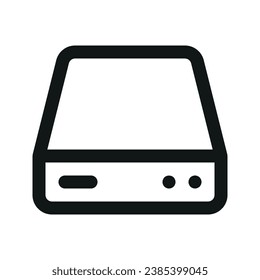 Icono gráfico vectorial de ilustración del disco duro. Icono de estilo de esquema. Icono Temático De Equipo Y Equipo. Ilustración vectorial aislada en fondo blanco. Perfecto para el diseño de sitios web o aplicaciones.