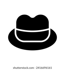 Illustration vector graphic icon of Hat. Solid Style Icon. Clothes Themed Icon. Vector illustration isolated on white background. Perfect for website or application design.