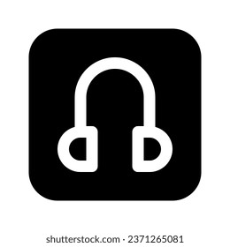 Illustration vector graphic icon of Headphone. Solid Style Icon. Multimedia Themed Icon. Vector illustration isolated on white background. Perfect for website or application design.