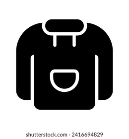 Illustration vector graphic icon of Hoodie. Solid Style Icon. Clothes Themed Icon. Vector illustration isolated on white background. Perfect for website or application design.