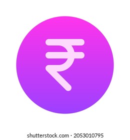 Icono gráfico vector de ilustración de la moneda de la rupia de la India. Icono de estilo de degradado. Ilustración vectorial aislada en fondo blanco. Perfecto para el diseño de sitios web o aplicaciones.
