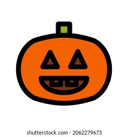 Illustration vector graphic icon of Jack O Lantern. Filled Line Style Icon. Halloween Themed Icon. Vector illustration isolated on white background. Perfect for website or application design.