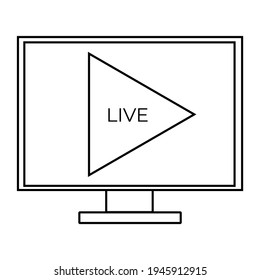 Icono gráfico vectorial de ilustración o logotipo de transmisión en vivo de televisión