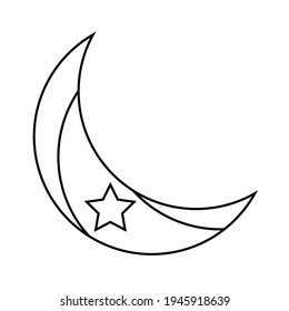 Illustration vector graphic icon or logo of half moon and star
