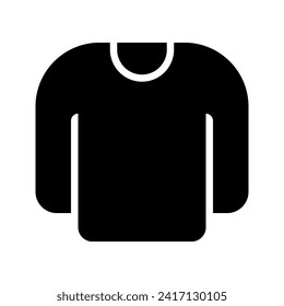 Illustration vector graphic icon of Long Sleeve Tshirt. Solid Style Icon. Clothes Themed Icon. Vector illustration isolated on white background. Perfect for website or application design.