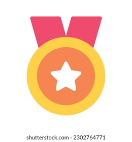 Illustration vector graphic icon of Medal. Flat Style Icon. Education Themed Icon. Vector illustration isolated on white background. Perfect for website or application design.