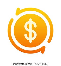 Illustration vector graphic icon of Money Circulation Icon. Gradient Style Icon. Vector illustration isolated on white background. Perfect for website or application design.