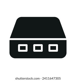 Icono gráfico vectorial de ilustración del conmutador de red. Icono de estilo sólido. Icono Temático De Equipo Y Equipo. Ilustración vectorial aislada en fondo blanco. Perfecto para el diseño de sitios web o aplicaciones.