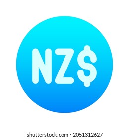 Illustration vector graphic icon of New Zealand Dollar currency. Gradient Style Icon. Vector illustration isolated on white background. Perfect for website or application design.