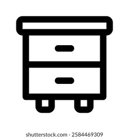 Illustration vector graphic icon of Night Stand. Outline Style Icon. Furniture Themed Icon. Vector illustration isolated on white background. Perfect for website or application design.