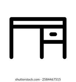 Illustration vector graphic icon of Office Desk. Outline Style Icon. Furniture Themed Icon. Vector illustration isolated on white background. Perfect for website or application design.