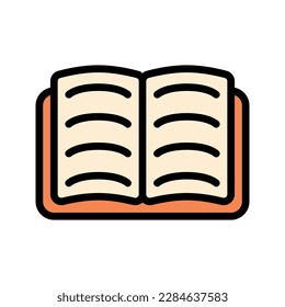Illustration vector graphic icon of Opened Book. Filled Line Style Icon. Education Themed Icon. Vector illustration isolated on white background. Perfect for website or application design.