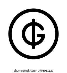 Illustration vector graphic icon of Paraguay Guarani currency. Line style icon. Vector illustration isolated on white background. Perfect for website or application design.