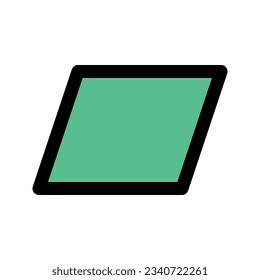 Illustration vector graphic icon of Parallelogram. Filled Line Style Icon. Shape Themed Icon. Vector illustration isolated on white background. Perfect for website or application design.