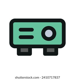 Illustration vector graphic icon of Projector. Filled Line Style Icon. Computer And Device Themed Icon. Vector illustration isolated on white background. Perfect for website or application design.