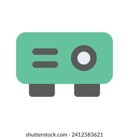 Icono gráfico vectorial de ilustración del proyector. Icono de estilo plano. Icono Temático De Equipo Y Equipo. Ilustración vectorial aislada en fondo blanco. Perfecto para el diseño de sitios web o aplicaciones.