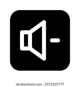 Icono gráfico vectorial de ilustración de Reducir volumen. Icono de estilo sólido. Icono de tema multimedia. Ilustración vectorial aislada en fondo blanco. Perfecto para el diseño de sitios web o aplicaciones.