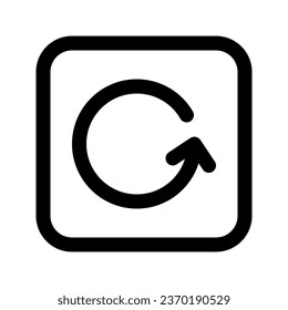 Icono gráfico vectorial de ilustración de Refrescar. Icono de estilo de esquema. Icono de tema multimedia. Ilustración vectorial aislada en fondo blanco. Perfecto para el diseño de sitios web o aplicaciones.