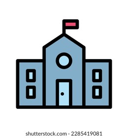 Illustration vector graphic icon of School. Filled Line Style Icon. Education Themed Icon. Vector illustration isolated on white background. Perfect for website or application design.