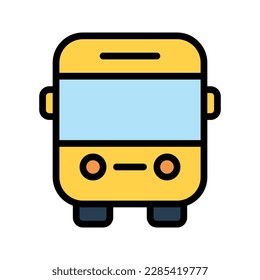 Icono gráfico vectorial de ilustración del Bus escolar. Icono de estilo de línea relleno. Icono Temático De Educación. Ilustración vectorial aislada en fondo blanco. Perfecto para el diseño de sitios web o aplicaciones.