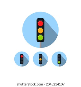 Illustration vector graphic icon set traffic light signal with symbol in red, yellow, and green color. stop, warning, and go sign, perfect for cover presentation, campaign, and poster