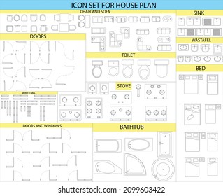 Illustration vector graphic of icon set for house plan good for suitable for home design, civil works, interior, etc