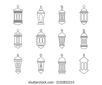 illustration vector graphic of icon set lamp ramadan, perfect for symbol, template, and illustration with editable, with black and white background outline