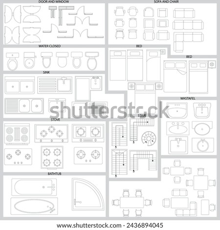 Illustration vector graphic of icon set for floor plan good for suitable for home design, civil works, interior, etc