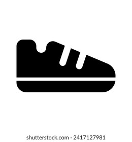 Illustration vector graphic icon of Shoe. Solid Style Icon. Clothes Themed Icon. Vector illustration isolated on white background. Perfect for website or application design.