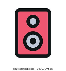 Icono gráfico vectorial de ilustración del altavoz. Icono de estilo de línea relleno. Icono Temático De Equipo Y Equipo. Ilustración vectorial aislada en fondo blanco. Perfecto para el diseño de sitios web o aplicaciones.