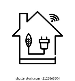 illustration vector graphic of icon technology-based eco-friendly house, perfect for suitable as a dream house, can save electricity costs to be more efficient and can control the house remotely