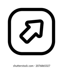Illustration vector graphic icon of Top Right Arrow 1. Outline Style Icon. Vector illustration isolated on white background. Perfect for website or application design.