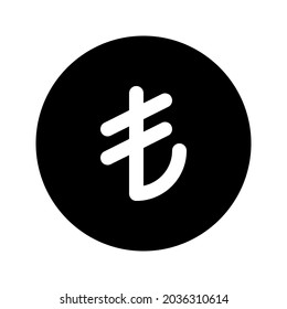 Illustration vector graphic icon of Turkey Lira currency. Solid Style Icon. Vector illustration isolated on white background. Perfect for website or application design.