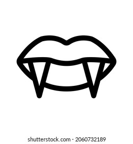 Illustration, Vektorgrafik Symbol von Vampire Mouth. Umrisssymbol. Halloween-Themensymbol. Vektorgrafik einzeln auf weißem Hintergrund. Perfekt für Website- oder Anwendungsdesign.