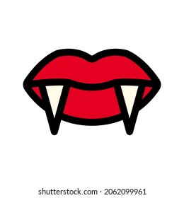 Illustration vector graphic icon of Vampire Mouth. Filled Line Style Icon. Halloween Themed Icon. Vector illustration isolated on white background. Perfect for website or application design.